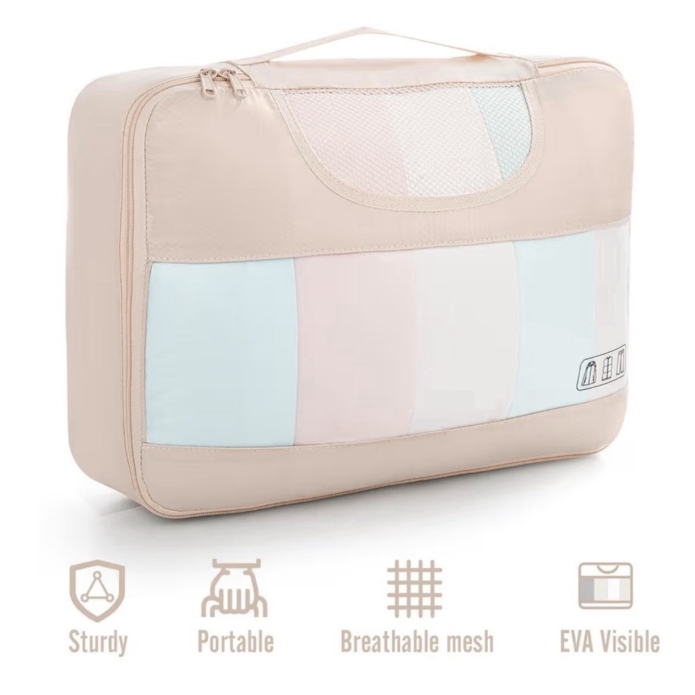 10 Piece Set Packing Cubes for Travel Essentials Suitcase Organizer Bags Cream[K - Picture 3 of 7